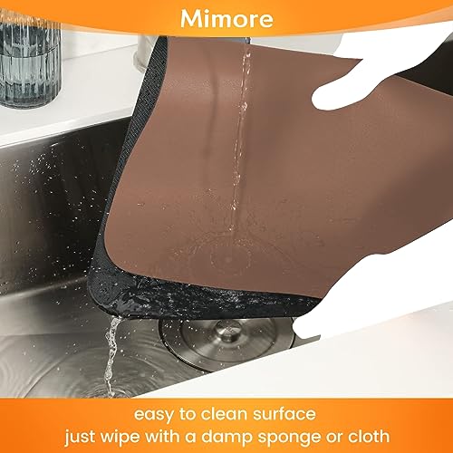 Mimore Coffee Mat - 12x19 Inch Brown Coffee Bar Mat for Countertop - Absorbent, Hides Stains, Rubber Backed - Coffee Bar Accessories Dish Drying Mat Fit Under Coffee Maker Espresso Machine - Thumbnail 6