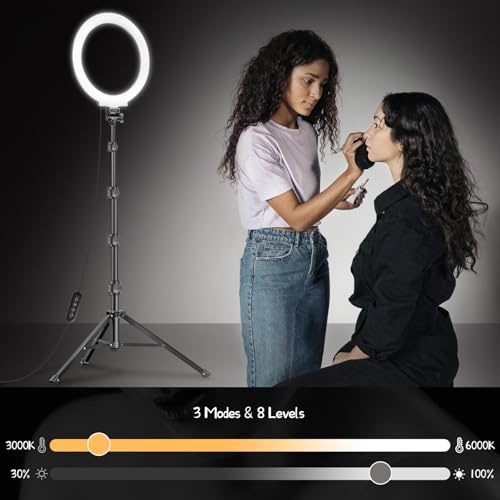 MICCYE Ringlicht mit Stativ 10 Zoll RGB Ring Light Gesamthöhe 180cm Ringleuchte Selfie Ringlicht Handy für Video Makeup Fotografie 2