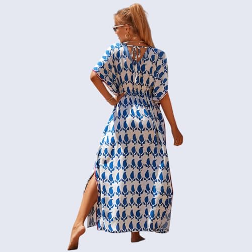 Image of Miss Lavish London Long Kaftan Dress for Women - Summer Printed Plus Size Maxi Caftan