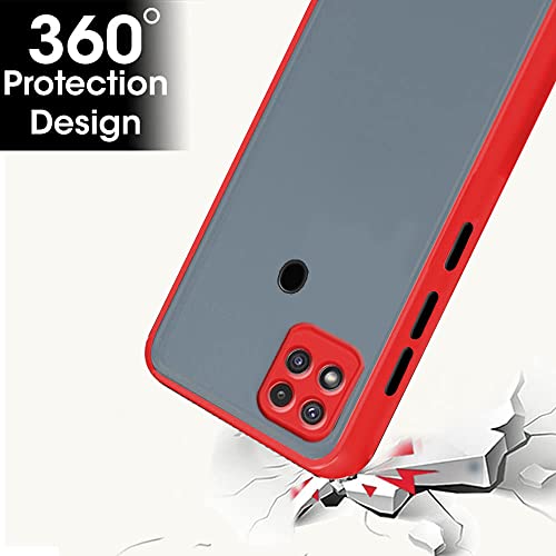Image of TheGiftKart Translucent Back Case Cover for Mi Redmi 9 /9 Activ /Poco C31 | Smoked Matte Back | 360 Degree Protection | Hard Back Case Cover for Redmi 9 /9 Activ /Poco C31 (PC & TPU, Red Bumper)
