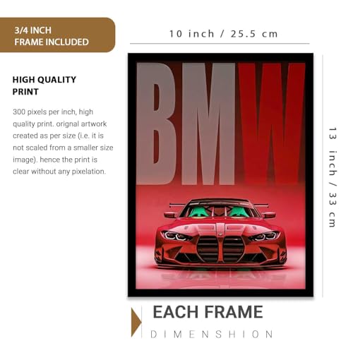 Image of kotart Big Sports Car Framed Posters Gift Items for Boys Room Wall Decoration Bedroom Living Room Office Studio Decor | Car Poster Frame for Wall Decor Set Of 3 Size (10 X 13 inch)