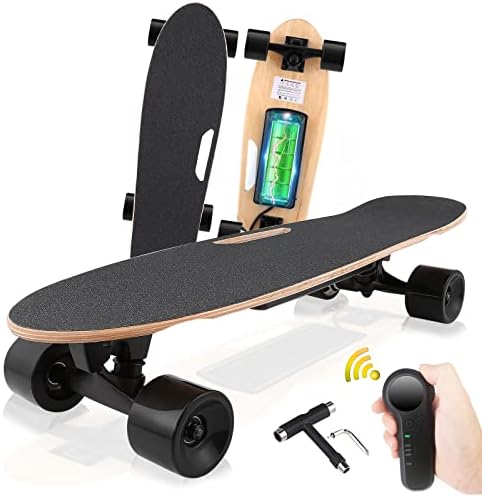 Electric Skateboard Electronic Longboard for Adult with Wireless Remote Control Max Speed 12.4 MPH, 7 Layers Maple E-Skateboard (US Stock)