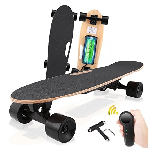 Electric Skateboard Electronic Longboard for Adult with Wireless Remote Control Max Speed 12.4 MPH, 7 Layers Maple E-Skateboard (US Stock)