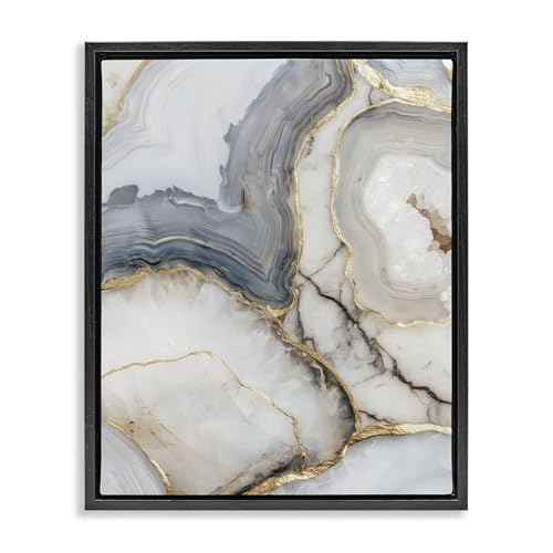 Crystal Geode Gold Abstract Glam, 16 x 20 Inch Canvas in Floater Frame