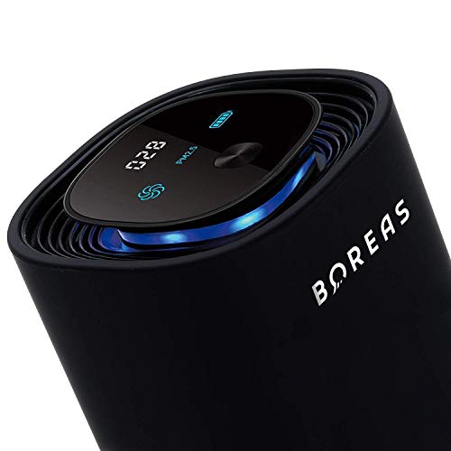 BUIO Boreas Portable Air Purifier - The Next Generation Air Purifier With UVC LED, Air Quality Monitor, Rechargeable Battery, and 15 Million Negative Ions That Purifies 99.9% of Air Particles (Black)