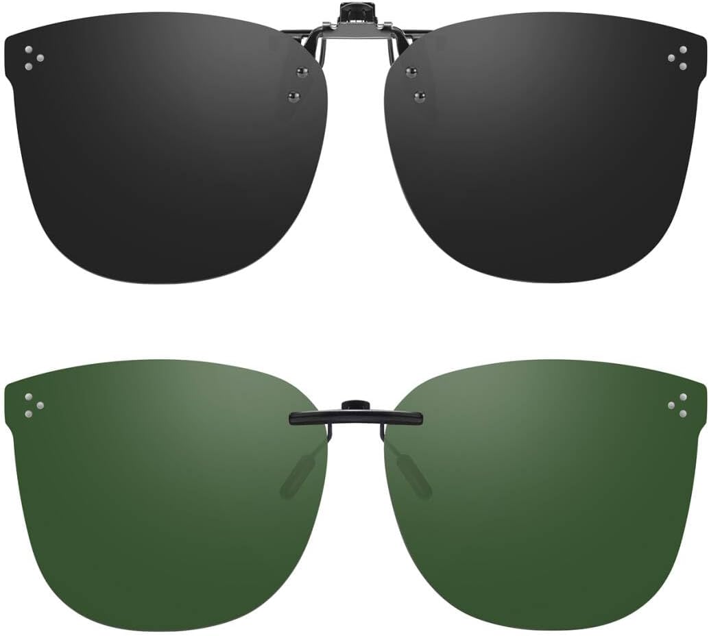 IGNAEF Polarized Clip on Sunglasses Over Prescription Glasses UV400 Protection (Including Non-flip Up &amp; Flip Up) CIF-CO-3168