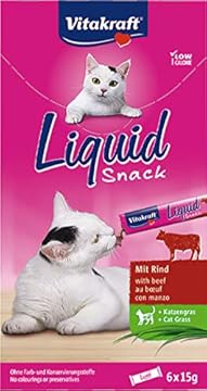 Vitakraft Cat Liquid-Snack manzo ed erba gatta