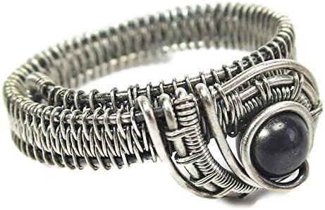 Iolite Adjustable Ring, Woven in Sterling Silver Wire