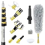 Dreyoo Light Bulb Changer Set with 3 to 12 ft Telescopic Extension Pole, Cage and Suction Cup Light Bulb Changer for High Ceilings and Recessed Lights, with Broken Bulb Changer, Lightbulb Removal Tool