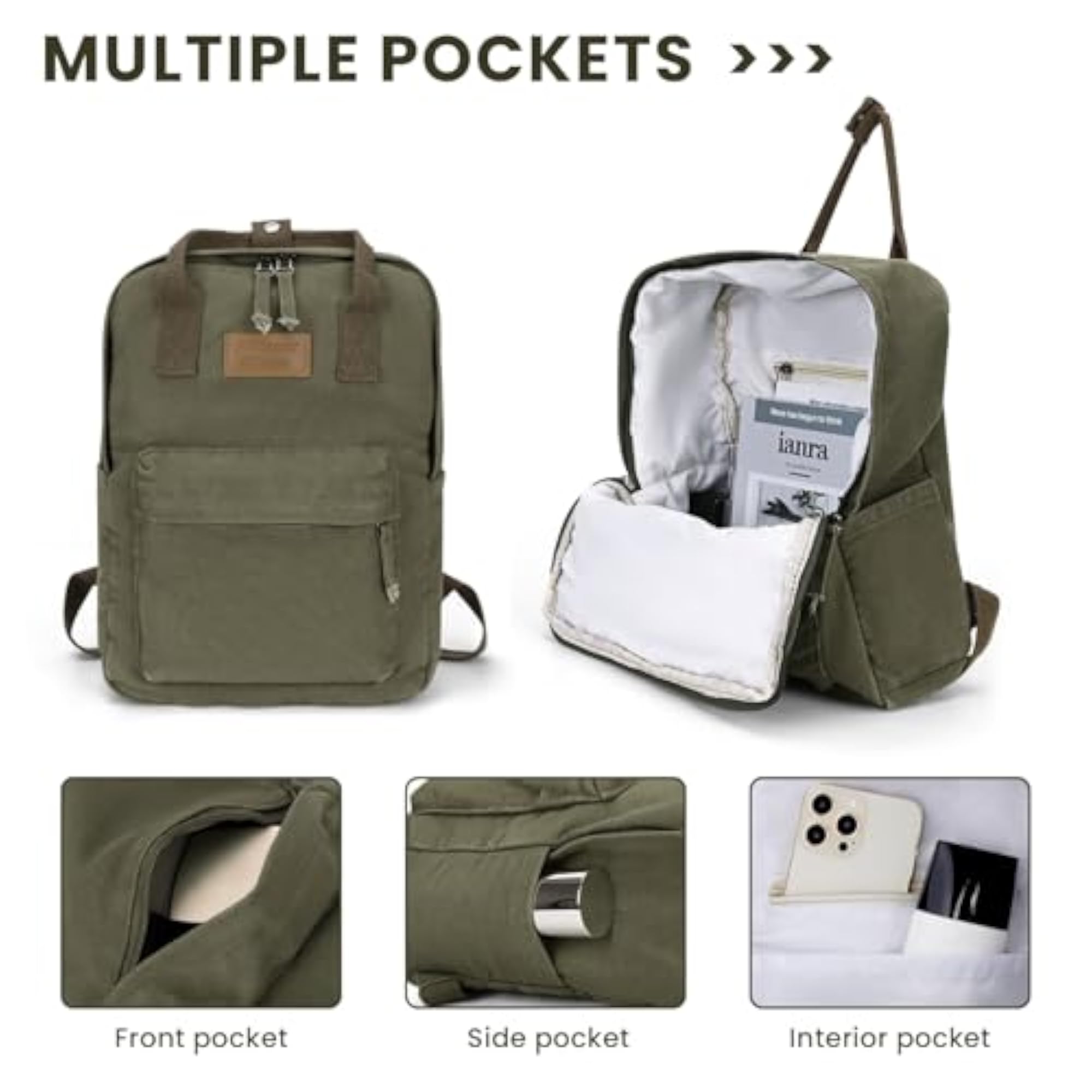 Vintage Canvas Backpack for Men and Women, Lightweight Travel Daypack