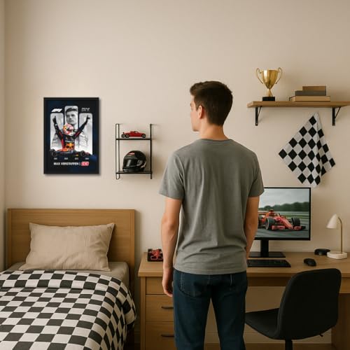 Image of ArtAction Max Verstappen Wall Frame Poster | F1 Racing Car Decor for Bedroom, Office | A4 Size | F1 Driver Art | Sport Gift for Fans, Men & Boys