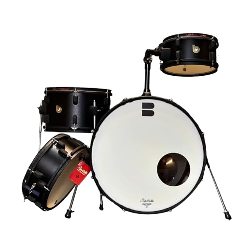 Beatello Club 420 Drum Set, Compact 4-Piece Portable Durm Set with 20'' Bass Drum, Professional Space-Saving Acoustic Kit for Gigs, Practice & Small Venues (Black)