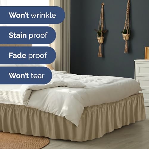 Cache-sommier plissé réglable en tissu brossé kaki de qualité