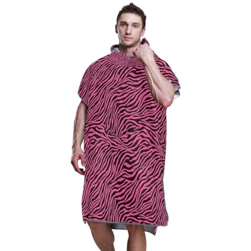 Serviette de bain à capuche zébrée rose pour se changer sur la plage - 6