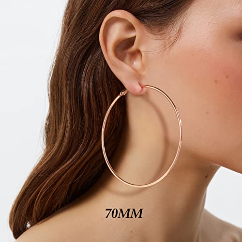 Image of DAILY VIBES Simple Big Thin Hoop Earrings for Women Trendy, 3 Pairs | 925 Sterling Silver Post Large Hoops, 14K Gold or Silver Plated Loop, Hypoallergenic Hoop Earrings Set