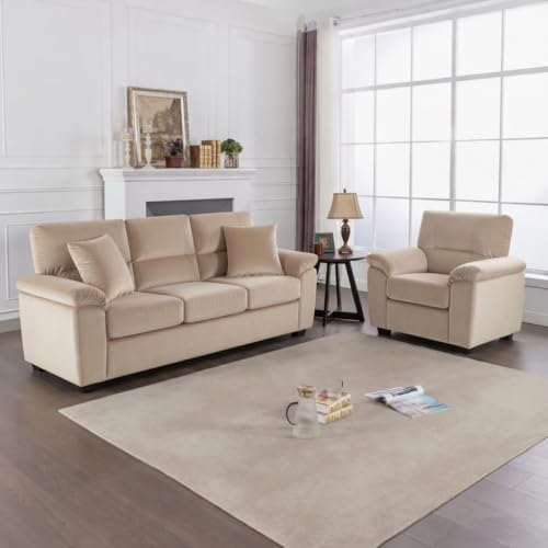 Image of Anderson 3+1 Seater Sofa for Living Room | Sectional Sofas | Premium Sofa for Living Room | 4 Seater Sofa for Home Office (Beige Fabric, 3+1 Seater)