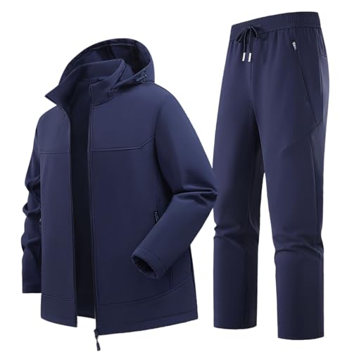 Veste coupe-vent homme et pantalon de camping respirant pour trekking en forêt