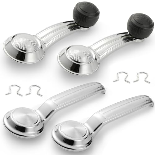 Image of Window Crank Handle & Interior Door Handle Set for 1967-1996 Buick /Chevrolet /GMC Trucks SUVs Models,Chrome,Set of 4