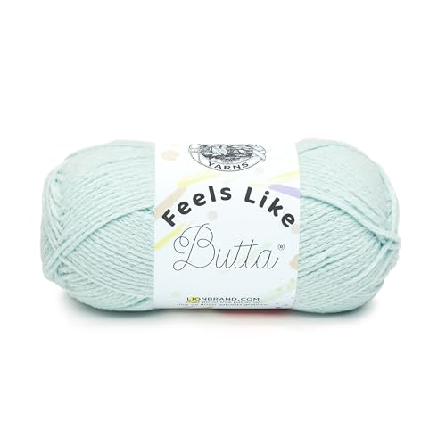 Image of Lion Brand Yarn, Feel Like Butta Velvety Soft Yarn for Knitting, Crochet, and Crafts, Ice, 1 Pack, Chenille Like Fiber for Plush Baby Blankets, Amigurumi Toys, and Worsted Weight Sweaters