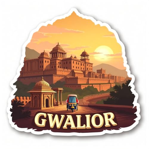 Image of Naxon Gwalior City Theme Souvenir Wooden Fridge Magnet | Madhya Pradesh Heritage Landmark Design 3x3 Inch Refrigerator Magnet for Kitchen & Home Decor | Travel Gift from Gwalior | Pack of 1