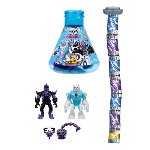 Image of MrBeast Lab Hybrids Multi Pack, Reveal Different Hybrid Parts To Create 2 Mix & Match Action Figures, Plus Parts Of The Golden Panther Dragon, Fuse Millions Of Beast Combinations - Shark VS Polar Bear