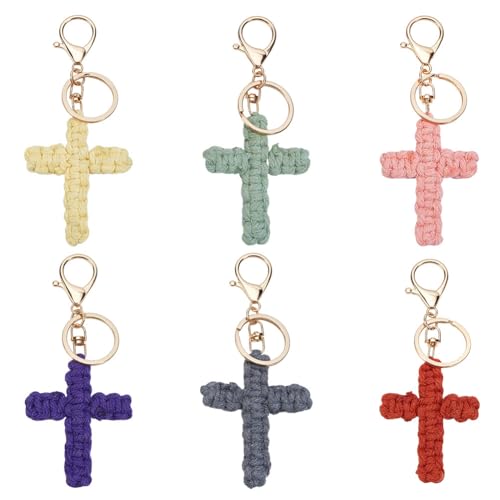 Porte-clés en coton tressé croix pour clés de voiture et porte-monnaie