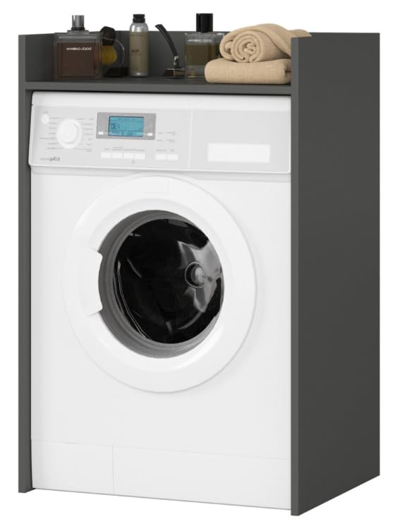 BDW Waschmaschinenschrank 97,5x64x50 cm, für Waschmaschine & Wäschetrockner, Badezimmerschrank Hoch, Badezimmer Möbel, Bad Schrank Badezimmerschrank (Graphit)