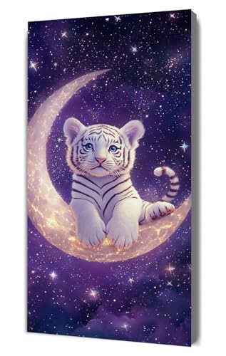 Pintar por Numeros Adultos Cielo estrellado tigre, Pintar por Numeros niños Principiantes, Incluye Lienzo, Pincel, Pigmento Acrílico kit de Pintura, Manualidades Adultos, Decor Hogar 70x140cm h-555
