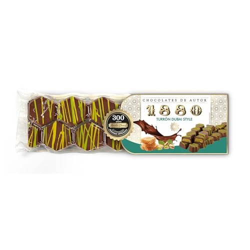 1880 - Turrón Chocolates de Autor Estilo Dubai 200g, Crema de Pistacho con Masa Kataifi y Chocolate con Leche, Textura Crujiente, Elaborado en Jijona, Calidad Suprema, Tradición Familiar desde 1880