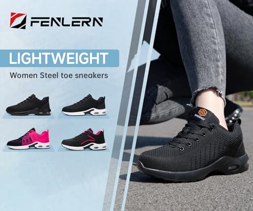 FENLERN Steel Toe Steel Toe Shoes Sneakers for Women Lightweight Safety Shoes Woman Non Slip Work Shoes Comfortable Composite Toe Boots Zapatos Seguridad Trabajo Mujer Size 8.5,Black by FENLERN - Image 7