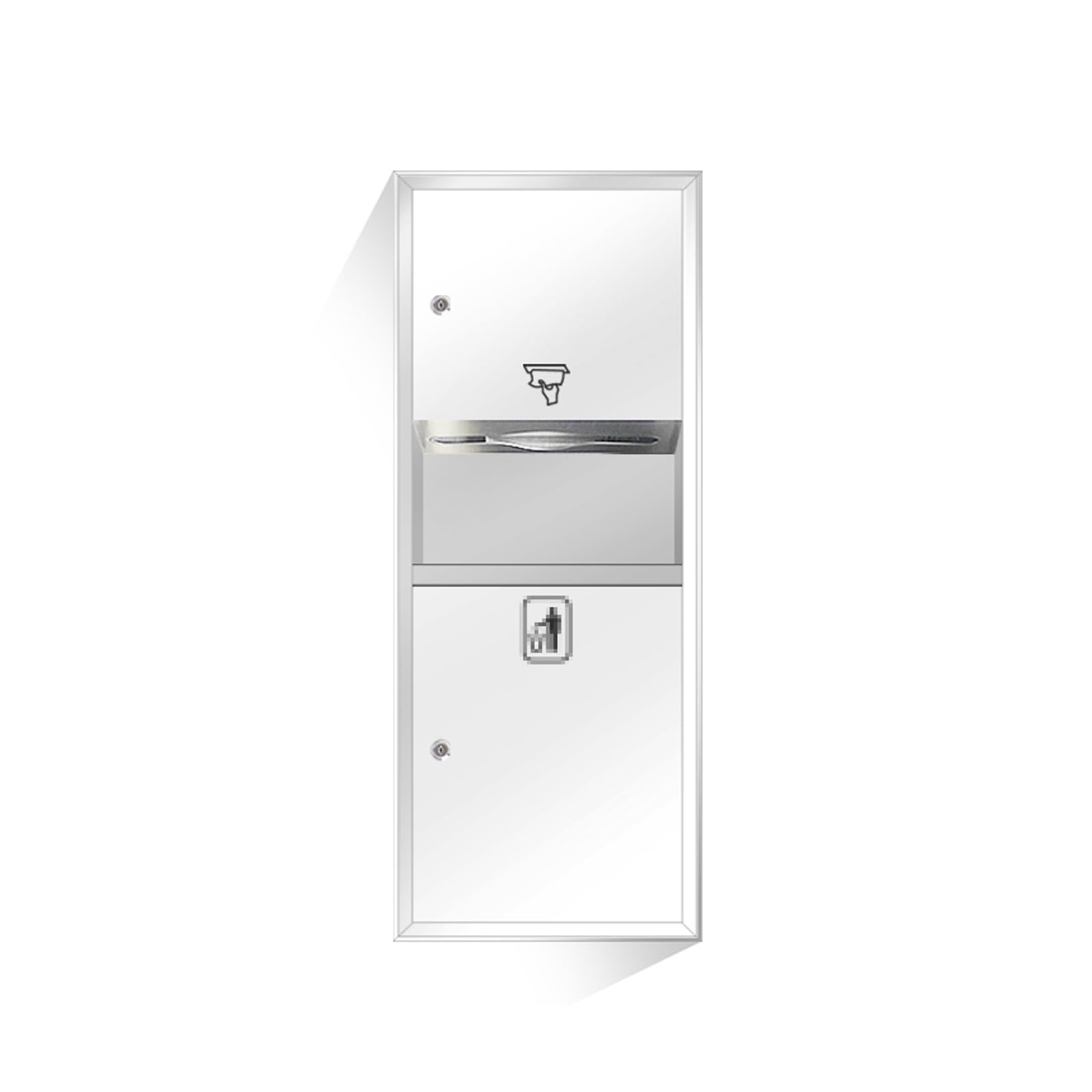 Distributeur d'essuie-Mains encastré avec Poubelle, Distributeur d'essuie-Mains en Acier Inoxydable, Poubelle, Distributeur de Papier Toilette Commercial avec Serrure à clé pour hôtel