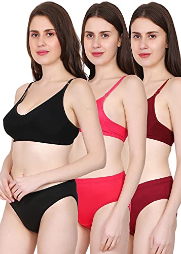 Image of Love Maker Women Cotton Padded Bra Panty Set Stylish Lingerie Set Soft and Comfortable Fabric Sexy Lingerie