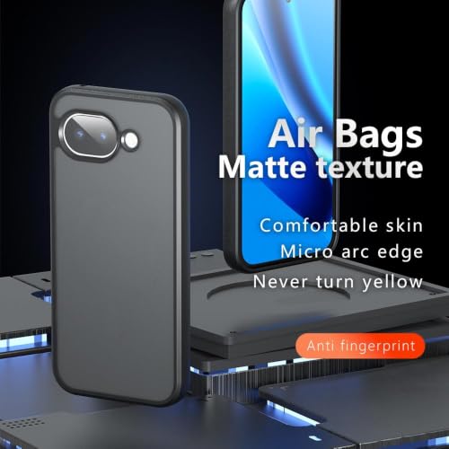 Image of Matte PC+TPU Phone Case for Google Pixel 10a, Black | Air Bag Protection, Anti-Fingerprint, Micro Arc Edge, Never Turns Yellow, Skin-Friendly Feel
