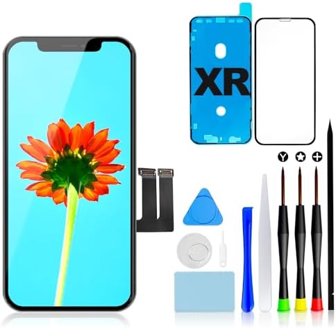 Display für iPhone Xr 6,1" FHD LCD Ersatzbildschirm Touchscreen Digitizer | COF, Full HD, präzise Touch-Reaktion, hohe Helligkeit, Face ID, inkl. Reparaturset, Schutzglas und Klebe