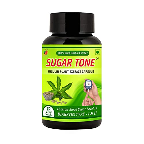 MEDINUTRICA – Sugar Tone – Anti Diabetic Veg Capsule for Diabetes Type-1 & Type-2 -Pure Insulin Plant (Costus Igneus) Extract + Special Ayurvedic Herbs combination (Dr Jain’s Research Formula ) – 60 Capsules