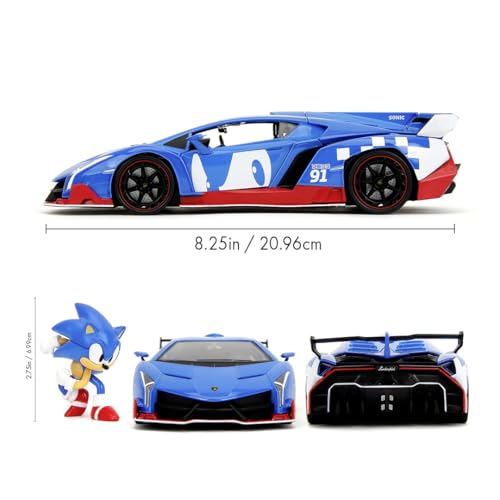 Jada Sonic Lamborghini 1:24 con figura de Sonic incluida miniatura 6