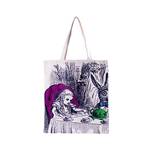 Alice in Wonderland Tote Bag Colored Print Double Side Gift Party Carry Bag Shopping Mad Hatter Party