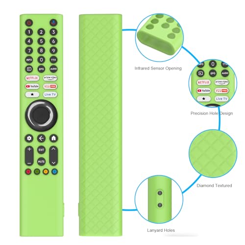 Image of Silicone Remote Cover for Xiaomi Mi TV 2025 Model Remote, Black, Diamond Textured, Precision Button Holes (LUMINIOUS Green, XIAOMI TV 2025)