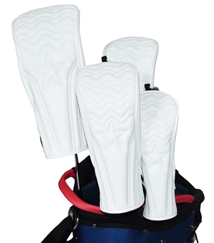 Hauni 4pcs/Set Golf Club Headcovers Numbered 1, 3, 5,X Fits Oversized Drivers and Fairway HeadCovers Fits 460cc Drivers (Black(4 Piece Set)