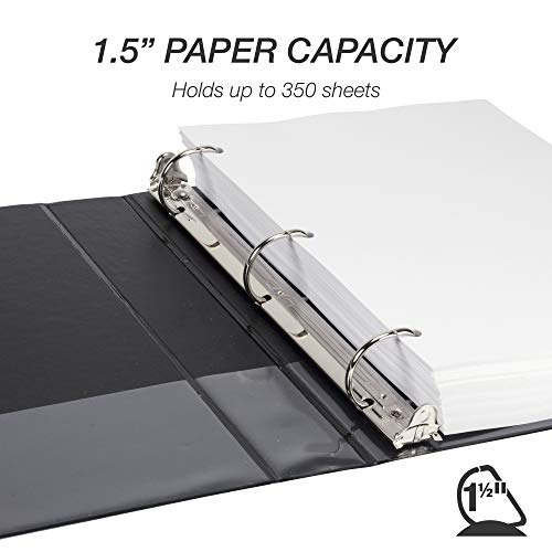 Image of Samsill Durable 1.5 inch 3 Ring Binder, D Ring Binder, 100% Recycled Chipboard, Black, 12 Pack