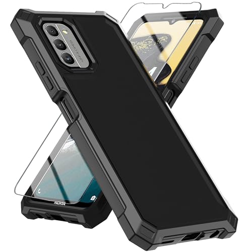 Mocotto for Nokia G310 5G Case with Tempered Glass Screen Protector,Slim Soft Silicone Full-Body Protective Case, [Military-Grade] Durable Drop Shock-Absorption Phone Cover (Black)