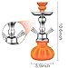 2 Hose Hookah Set 11'' Small Shisha Hookah Set With Mini Pumpkin Glass Vase, Ceramic Bowl, Leather Hose, Coal Tong, Hookah Foil, Disposable Tips (Orange)