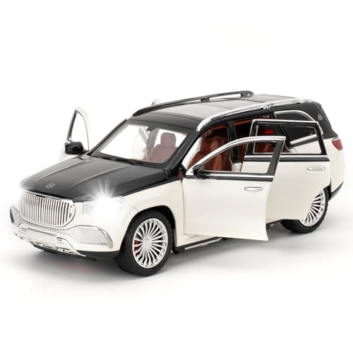 LOVEPOSELY 1/24 AMG GLS600 Diecast Car Model, Collectible Zinc Alloy Toy Car with Lights and Sounds, Pull Back Vehicles Toy for Adults Kids Birthday Gifts Decoration (White)