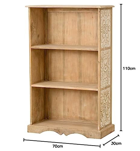 Image of The Attic Jodhpur Bookshelf, Multipurpose for Living Room Bed Room Study, Solid Wood, Natural + White Matte Finish