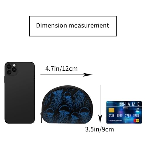 Portable Coin Purse Underwater Jellyfish Pattern Mini Zippered Money Pouch Card Holder2