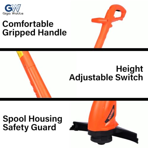Image of Gigawatts 400W Corded Grass Trimmer 22cm Cutting Diameter Portable Electric String Cutter Machine with Twin Line Bump Feed Spool Compatible with 0.9mm Trimmer-Line for Lawn Edges