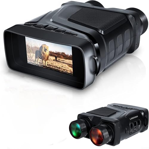 Gafas de visión nocturna, recargables para visión nocturna con zoom 5X, prismáticos de pantalla grande para aventuras al aire libre (negro)