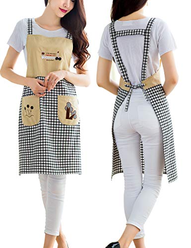 Cute Cooking Apron for Women - Cotton Personalized Bib Aprons with Pockets