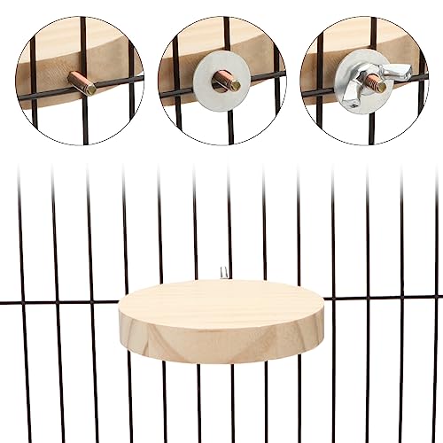 Image of 2 Pieces Bird Perch Platform Wooden Stand Toy for Small Bird Parrot Parakeet Cockatiel Budgie Lovebirds Conures Finches Rat Cage Accessories (Circular)
