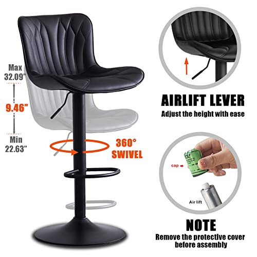 Image of Single Bar Stools Modern Kitchen Counter Bar Chairs Swivel Barstools Black
